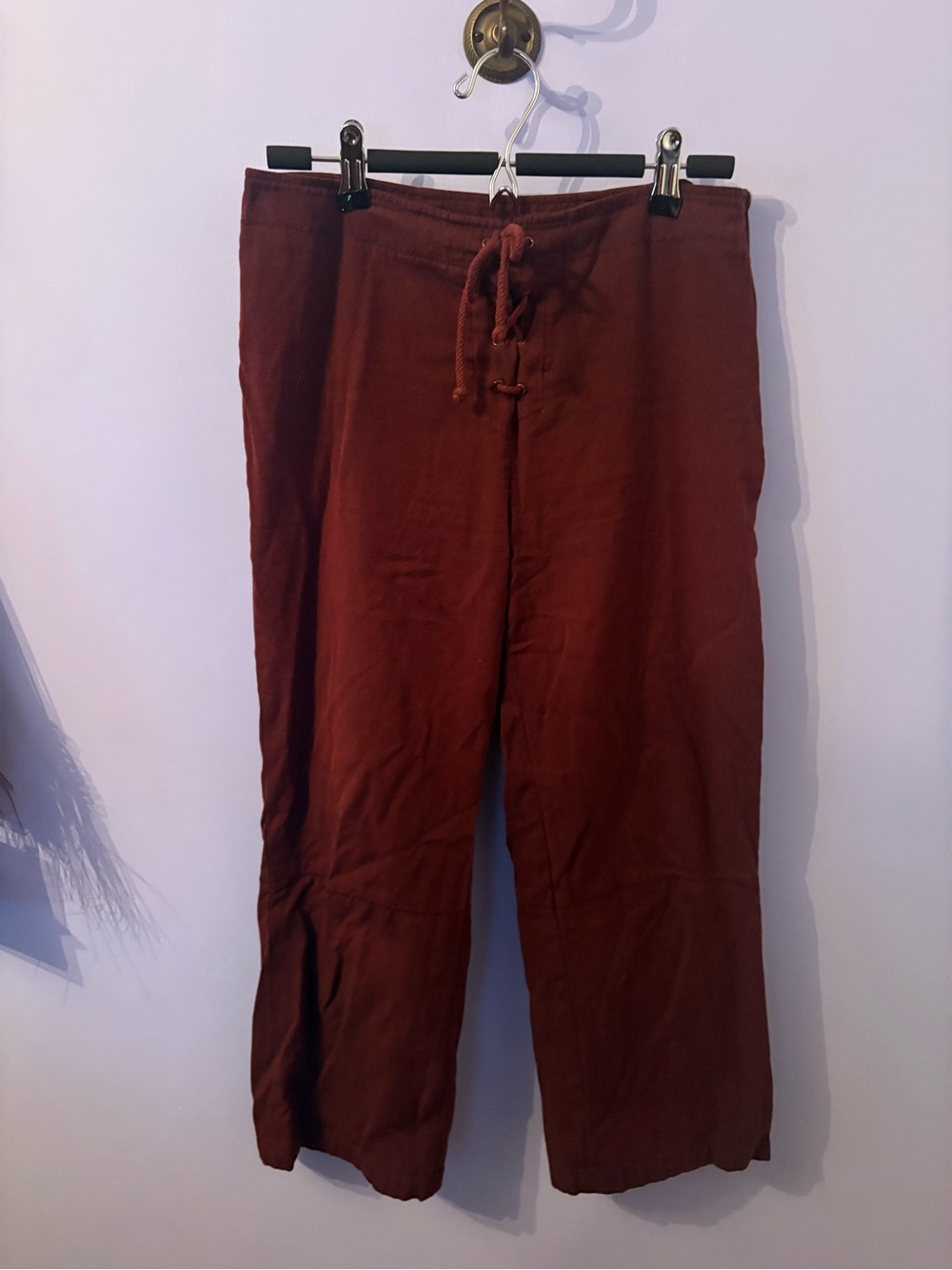 VINTAGE Cotton Ginny Brown Lace-Up Pants